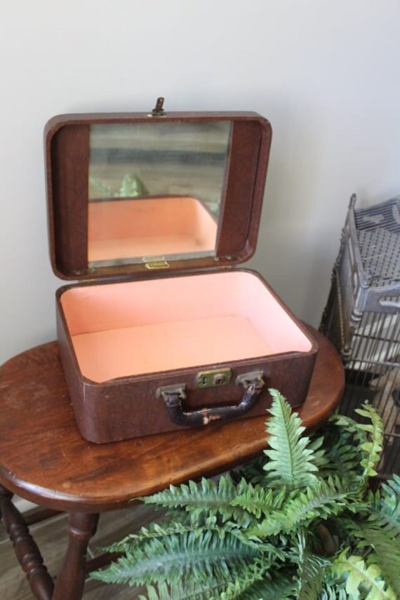 Vintage MCM Brown Cosmetic Train Case old Train Case No key congress Luggage Small Case movie Stage Photo Props Etsy