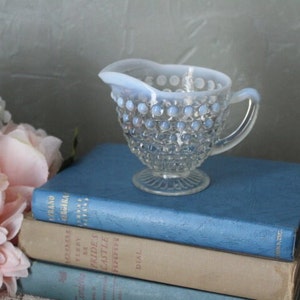 Vintage Opalescent Moonstone Hobnail Creamer By Anchor Hocking, 1940&#39;s Serving Pieces, Anchor Hocking, Hobnail Glass