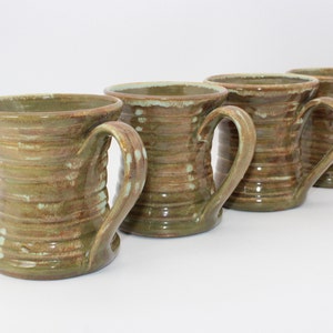 Vintage Stoneware Set Of 4 Glazed Pottery Mugs ,Earthtone Glazed Mugs, Coffee Bar Mugs, Coffee Station, BOHO Decor