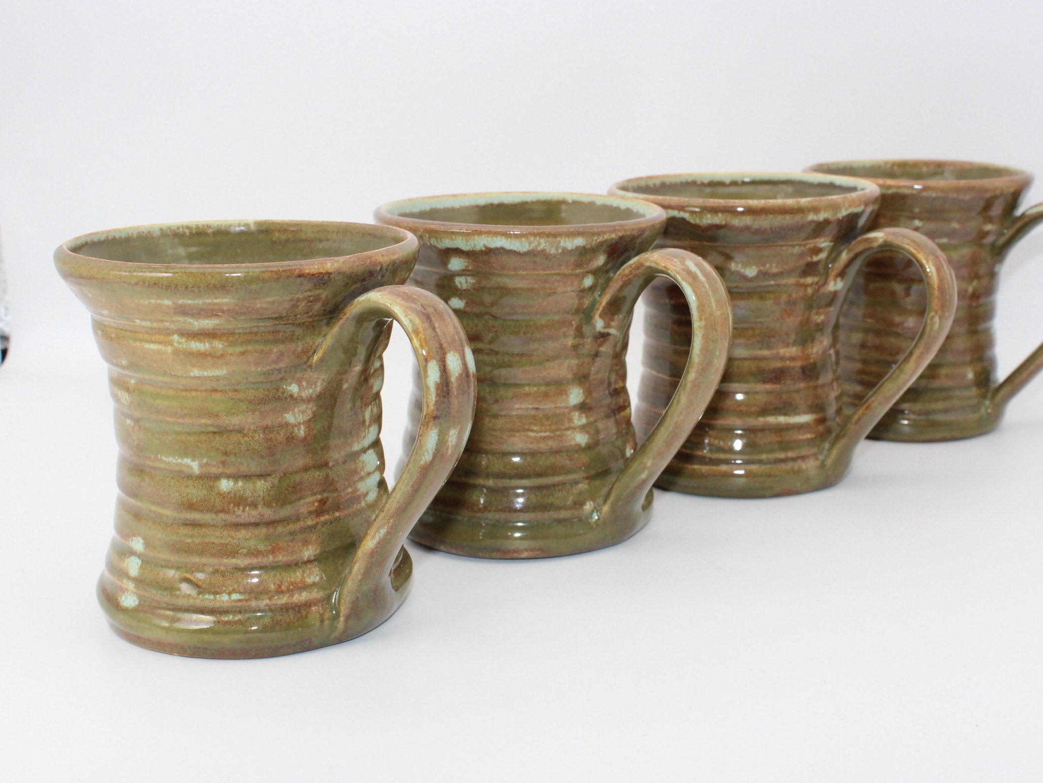 Stoneware Glazed Pottery Mugs /Earthtone Mugs/ Set Of 4 Etsy.de