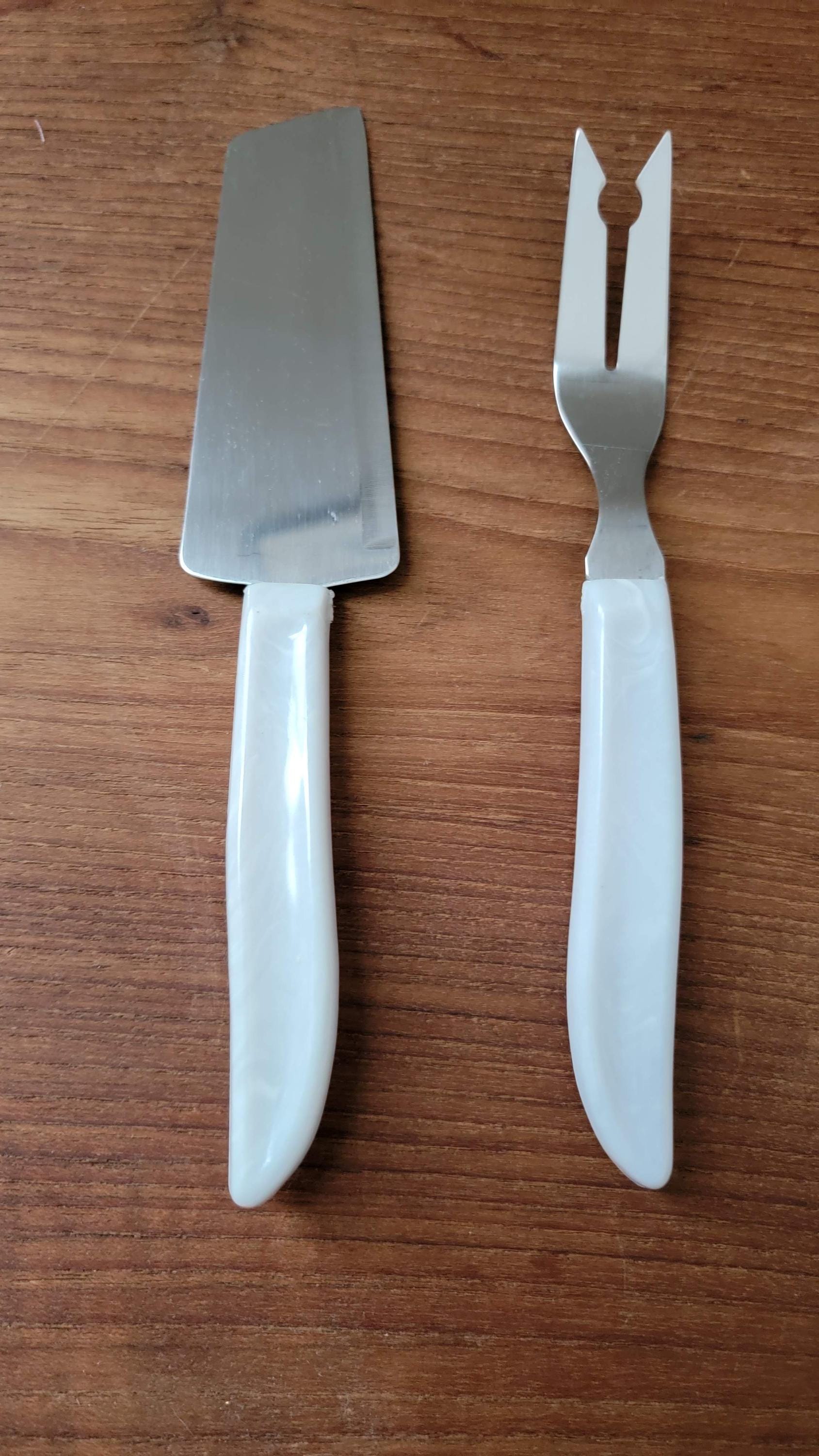 Vintage Quikut Stainless Steel Hostess Knife And Fork Serving Utensils