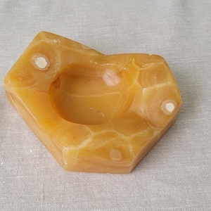 Vintage Marigold Onyx Dish, Gold Onyx Ashtray, Catch-All Dish, Jewelry Dish, Accent Marble Onyx Decor