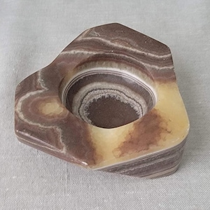 Vintage Brown Marble Onyx Dish, Gold Onyx Ashtray, Catch-All Dish, Jewelry Dish, Accent Marble Onyx Decor