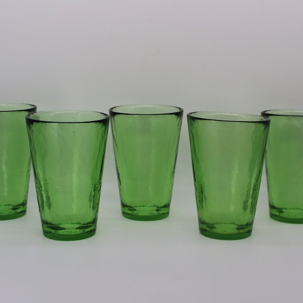 Vintage Murano Set Of 5 Yalos Casa Green Tumbler Glassware/ Murano Glasses