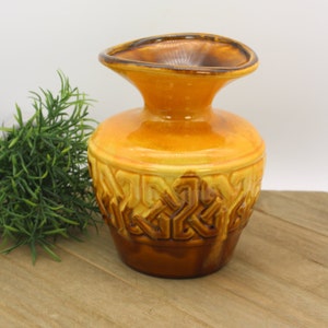 Vintage Haeger Pottery, Haeger Asymmetrical Yellow Brown Vase, Royal Haeger Pottery, Mid Century BOHO Decor