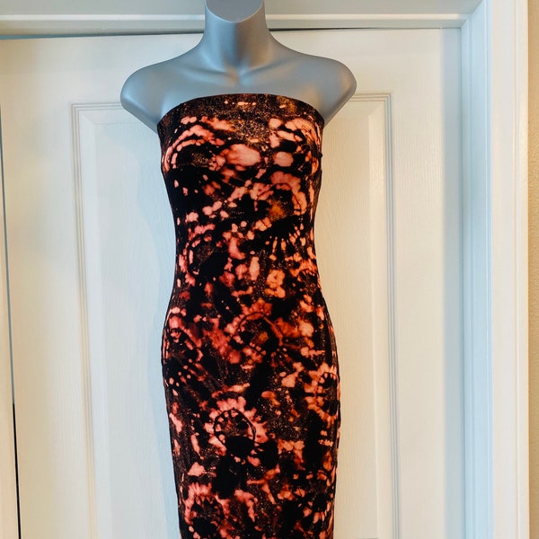 Reverse Tie Dye, Strapless Black Dress, one of a kind, All Sizes available S-3x