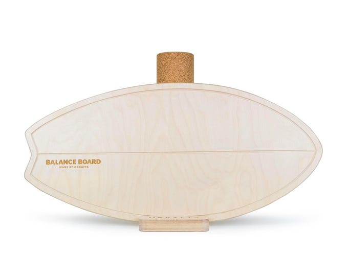 Simple Surfer Balance Board: Natural Wood, Smooth Cork Roller - Beginner Friendly