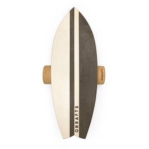 Balance Board SURFER by Okrafts For Home Workouts and Entertainment 3 COLORS Handcrafted Natural Materials Roller Board Black