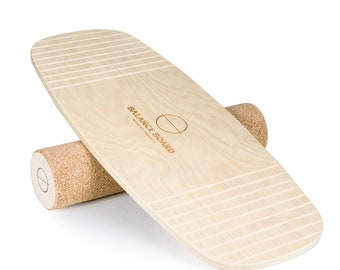 Balance Board - Série Simple | Matériaux naturels | Rouleau super lisse - Idéal pour les débutants | Cadeau parfait | Rouleau + planche