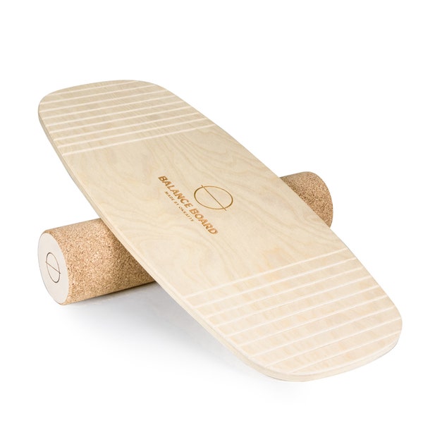 Balance Board - Eenvoudige serie | Natuurlijke materialen | Supergladde roller - Ideaal voor beginners | Perfect cadeau | Rol + Plank