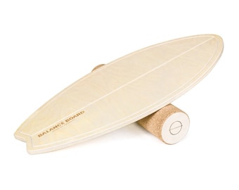 Tabla Surfer Balance - Serie Simple / Materiales naturales / Rodillo Super Suave - Ideal para principiantes / Regalo Perfecto / Rodillo + Tabla