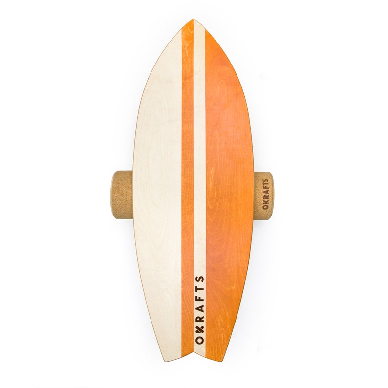Balance Board SURFER by Okrafts For Home Workouts and Entertainment 3 COLORS Handcrafted Natural Materials Roller Board Orange