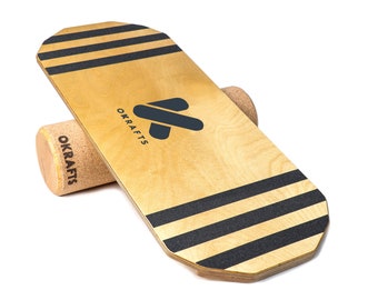 Balance Board Classic by Okrafts | For Workouts and Entertainment | 5 COLORS | Natural Materials | Roller + Board | Ideal for beginners