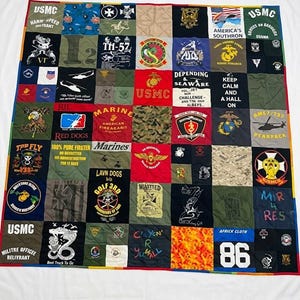Custom T-Shirt Memory Quilt, Keepsake Blanket from Clothes, Graduation Retirement Memorial Gift