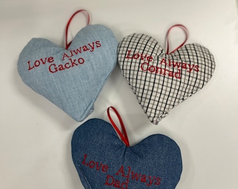 In loving Memory gift, Ornaments made from a Loved one Clothes, Keepsake Heart, Memory Heart Ornament, Keepsake Christmas Ornament