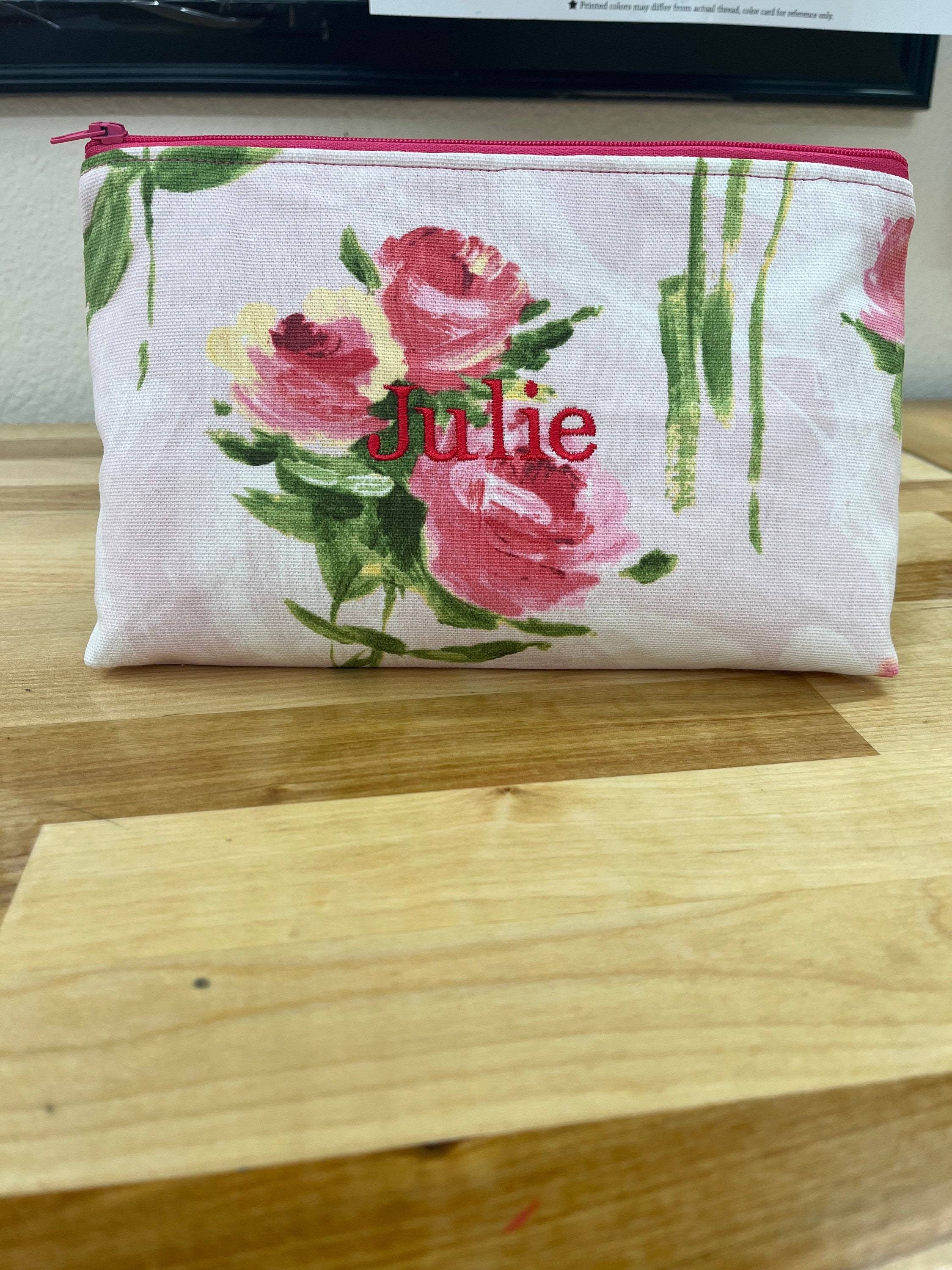 Rose Makeup Bag Large Floral Cosmetic Bag Make up Organizer Etsy