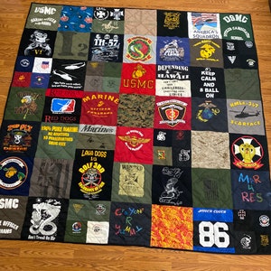 T-shirt quilt, ALLEEN AANBETALING, Geheugenquilt, Gewatteerde deken, Gemaakt van kleding van dierbaren, Geheugencadeau afbeelding 1