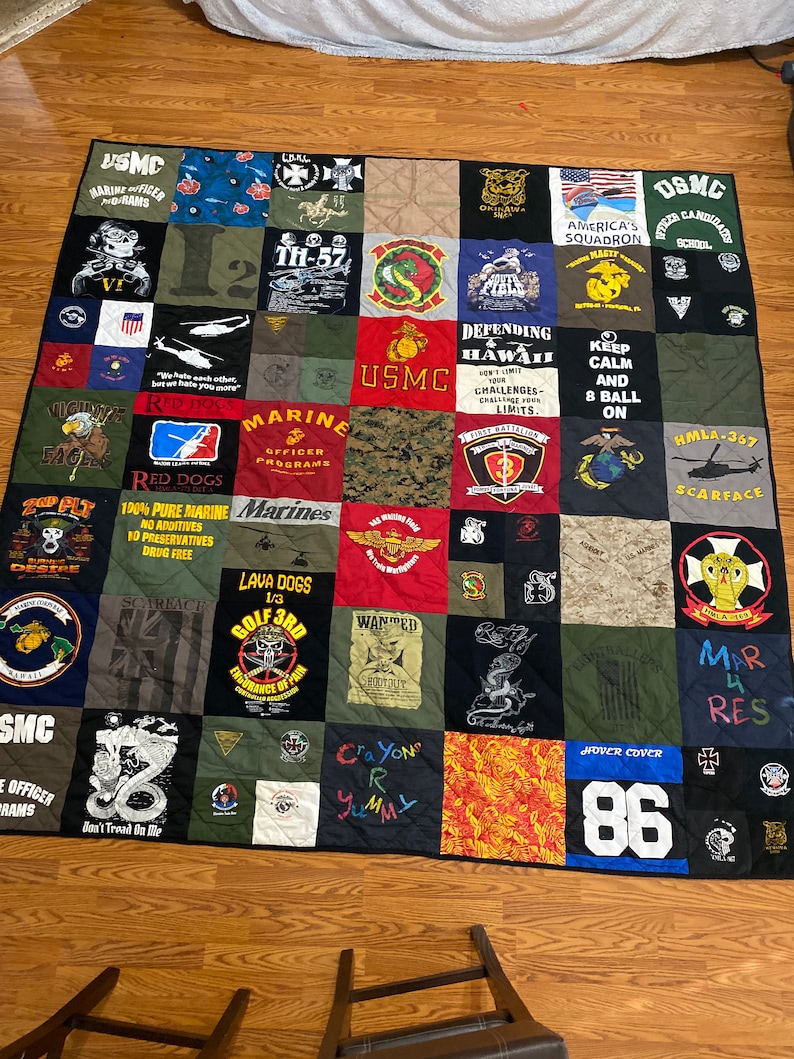 T-shirt quilt, DEPOSIT ONLY,Memory Quilt, Quilted Blanket,, Made from loved ones clothing, Memory gift image 1