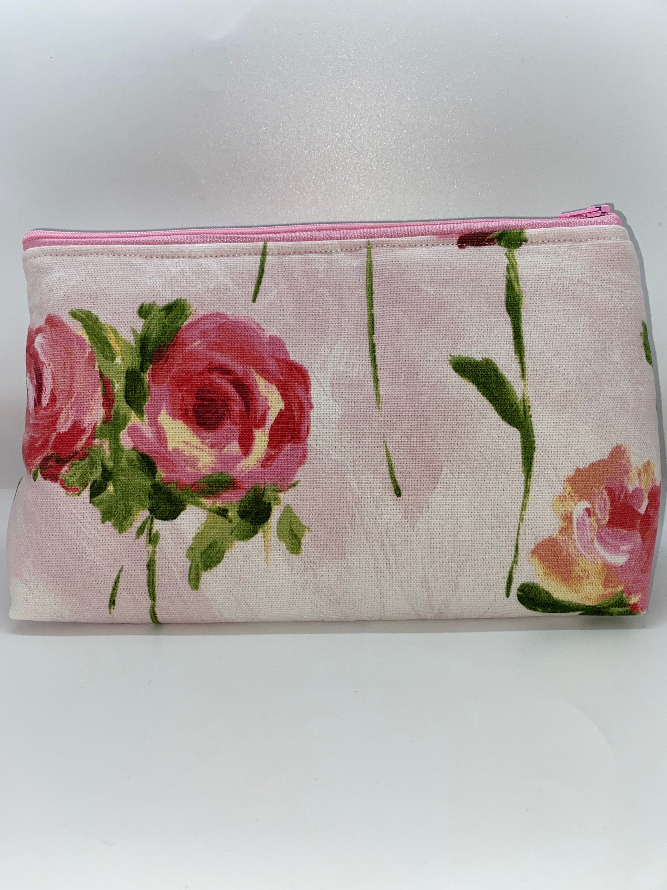 Rose Makeup Bag Large Floral Cosmetic Bag Make up Organizer Etsy