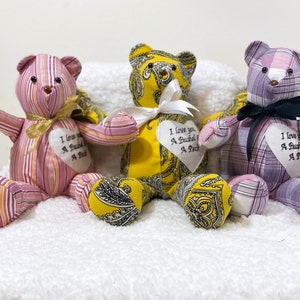 Memory Bear made from a loved one's clothing, Memory Gift, dog memory gift, Memory teddy bear, Memory Patch