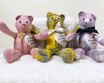 Memory Bear made from a loved one's clothing, Memory Gift, dog memory gift, Memory teddy bear, Memory Patch