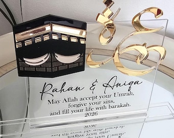 Personalised Umrah Mubarak Plaque | Hajj Gift | Islamic Acrylic Keepsake | Muslim Home Decor | Gift for Her Him