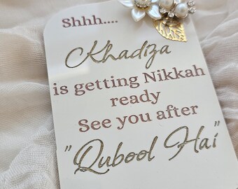 Personalised Nikkah Door Hanger, Bridal Room Sign, Qubool Hai Decor, Bride Getting Ready Plaque