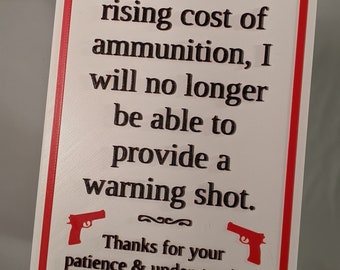 No Warning Shot Sign | Etsy