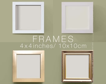 Small Frame for 4x4 Art, Small Art Frames, 4x4 Photo Frame, Small Frame for Shelf, Small Home Decor