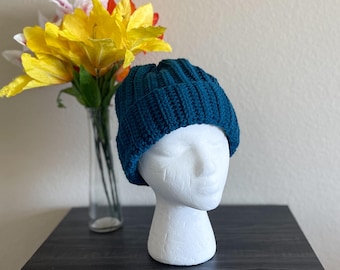 Hand-Crocheted Acrylic Beanie – Reef Warm Winter Hat