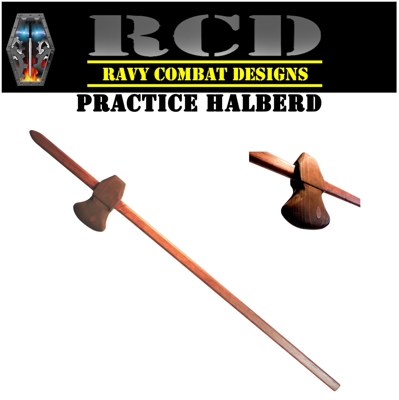 Practice Halberd Pole Axe 5ft Red Oak Wooden Battle Ready Etsy