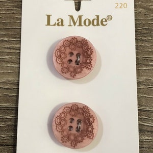 La Mode Buttons - Pink paisley pattern dish Round Button 2 Holes Pack of 2 - 19mm Hook 220
