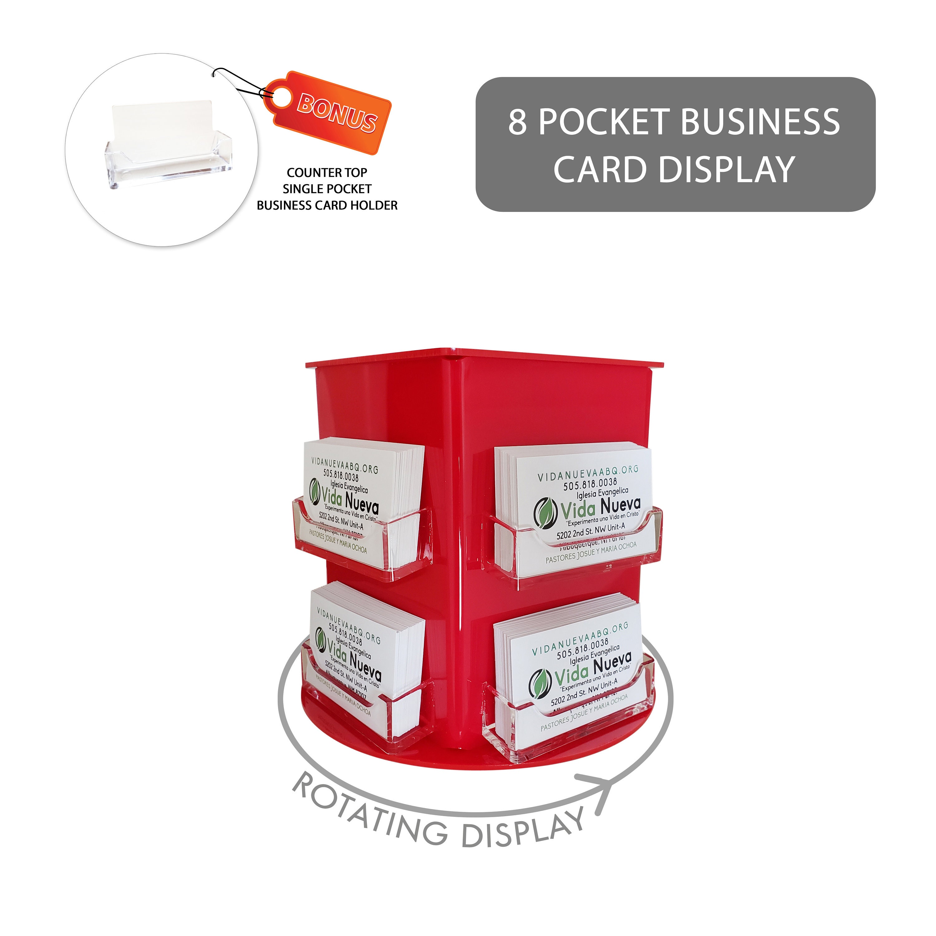 Clear Choice Deluxe 8 Pocket Rotating Business Card Display | Great for ...
