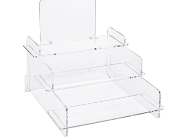 Clear Choice 3 Step Acrylic Organizer – 5 x 7 Inches Sign Holder – Sturdy and Anti-Yellowing Material – Easy to Assemble