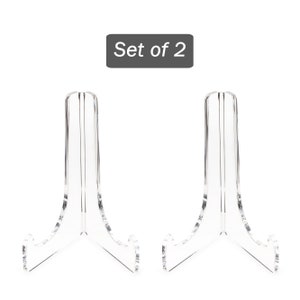 Clear Choice Set of 2 Single-Bend Acrylic Easel Stand 3/16 Thick| Multipurpose Easel, Display Flat Plates, Photos, Place Cards | Clear