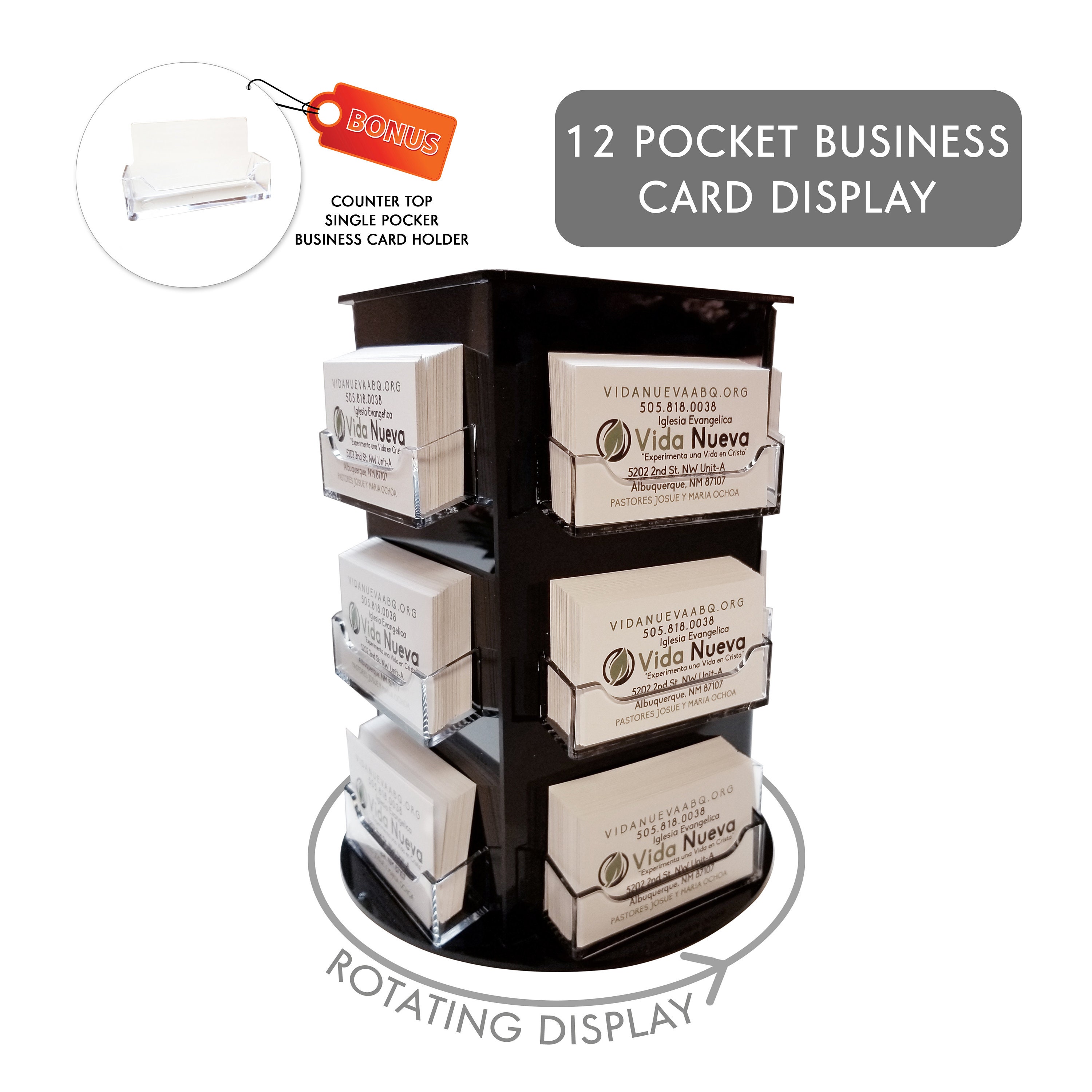 Silver Maxdot 2 Pack Stainless Steel Business Cards Holders Desktop Card Display Business Card Rack Organizer 