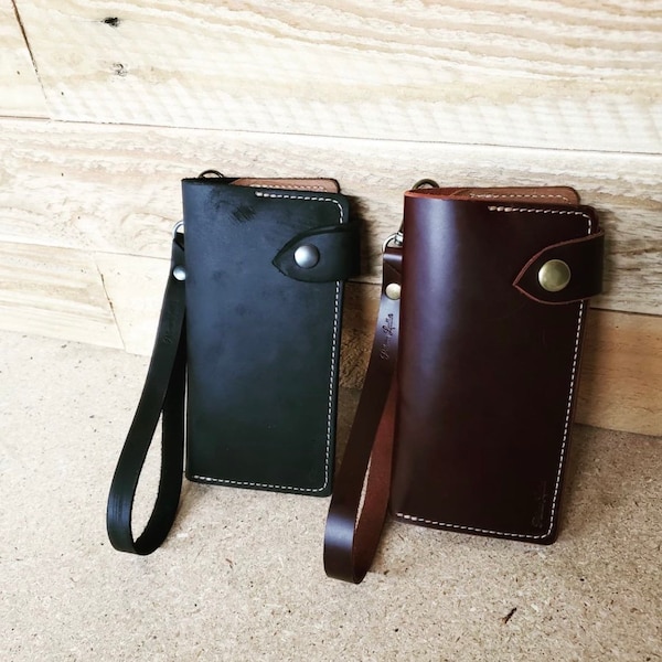 Leather Clutch With Wrist Strap Etsy