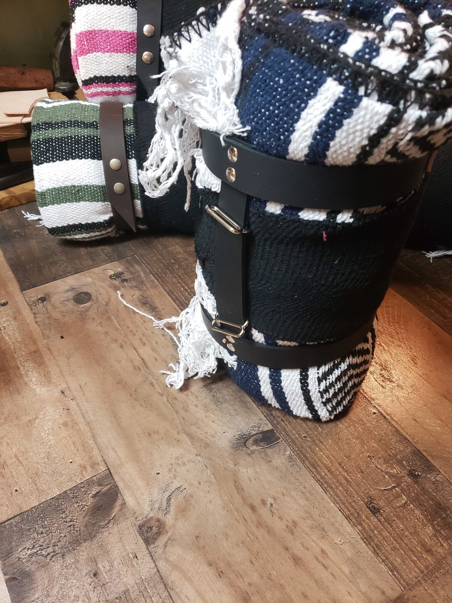 Motorcycle Blanket Roll With Leather Strap Motorcycle Jacket Etsy