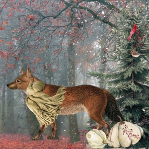 Téléchargements numériques : Woodland Whimsy - Cartes de correspondance fantaisie nature automnale avec renard, citrouilles, cerfs, vacances et plus