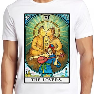 Tarot Card Avatar The Lovers Oma Shu Chong Retro Funny Art Drawing Gamer Cartoon Anime Cult Meme Music Movie Cool Top Gift Tee T Shirt 2810