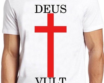 Deus Vult T-Shirt katholische Religion christlicher Kreuzzug Bibel cooles Geschenk-T-Stück 137