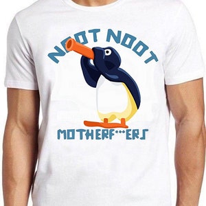 Maglietta Da Uomo/donna Bianca E Nera Con Design Semplice Pingu Noot Noot, Divertente, A Maniche Corte, K259 - Italia - Foto 5