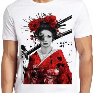 Japanese Geisha Samurai Girl Manga Retro Gamer Cult Meme Movie Music Cool Gift Tee T Shirt 2414
