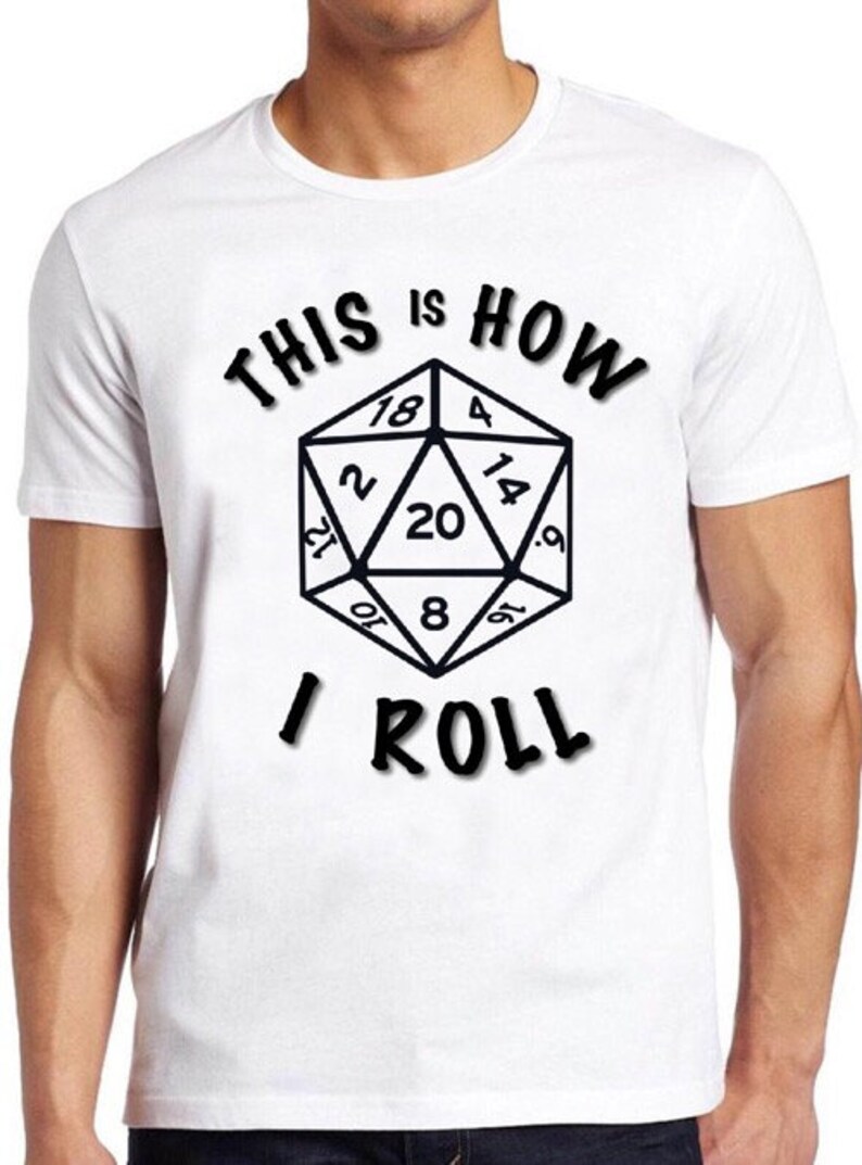 20 Sided Dice T Shirt Dungeons Geek Magic Dragons Retro Etsy