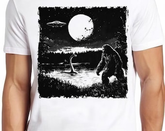 Bigfoot Loch Ness Monster Alien UFO Full Moon Believe Weird Humorous Hilarious Witty Funny Gift Tee T Shirt 2300