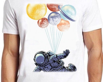 Planets Astronaut Balloons Space Travel Meme Funny Top Style Unisex Gamer Movie Music Gift Cool Tee T Shirt  901