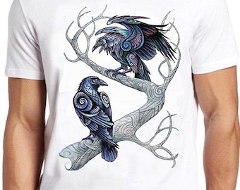 Hugin and Munin T Shirt Ravens Norse Mythology Viking God Odin Raven Cult Movie Music Funny Cool Gift Tee 563