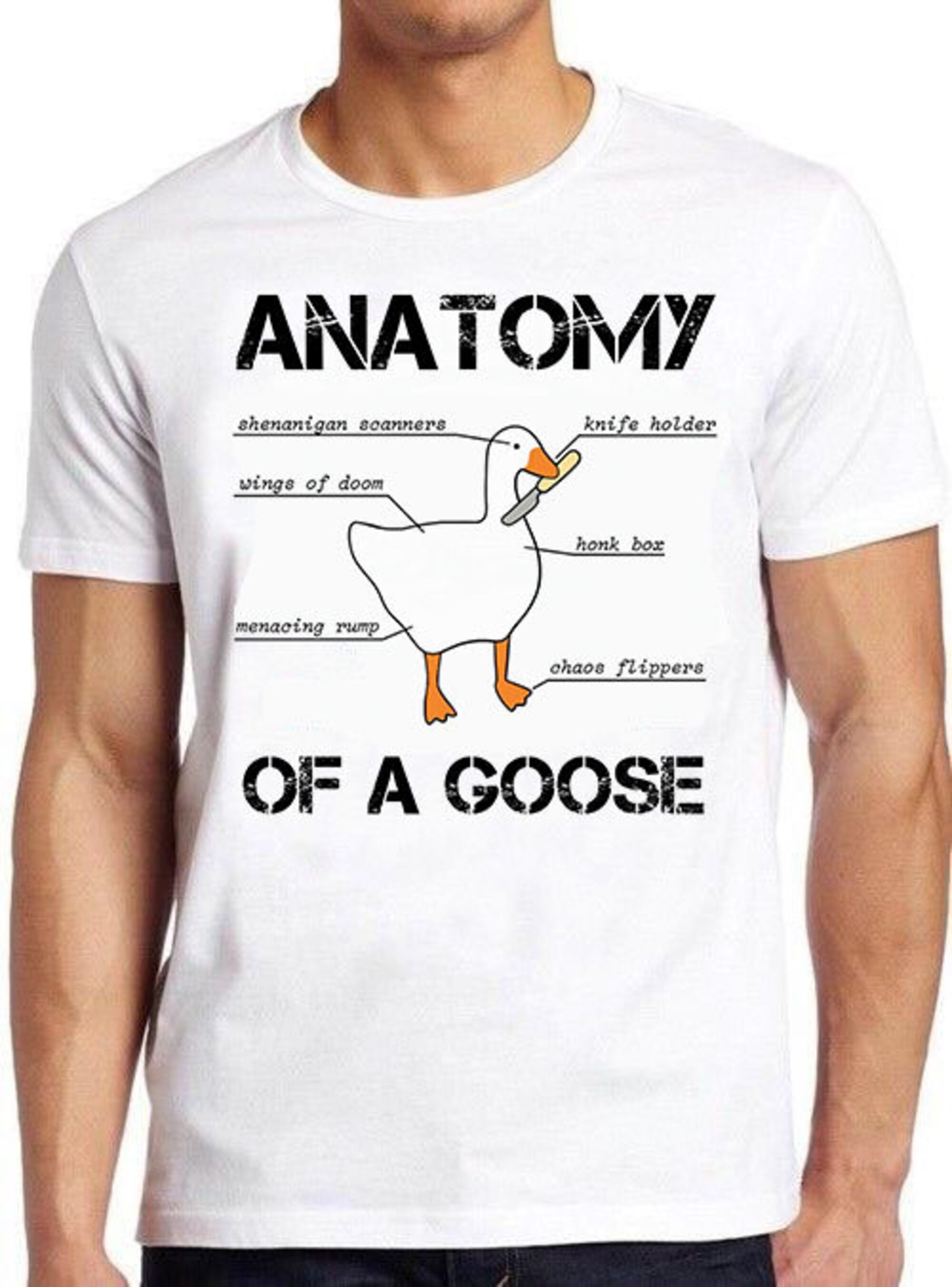 Discover Maglietta T-Shirt Goose Meme Uomo Donna Bambini - Anatomia Di Un'Oca Funny Duck Graphic Gaming Vintage Style