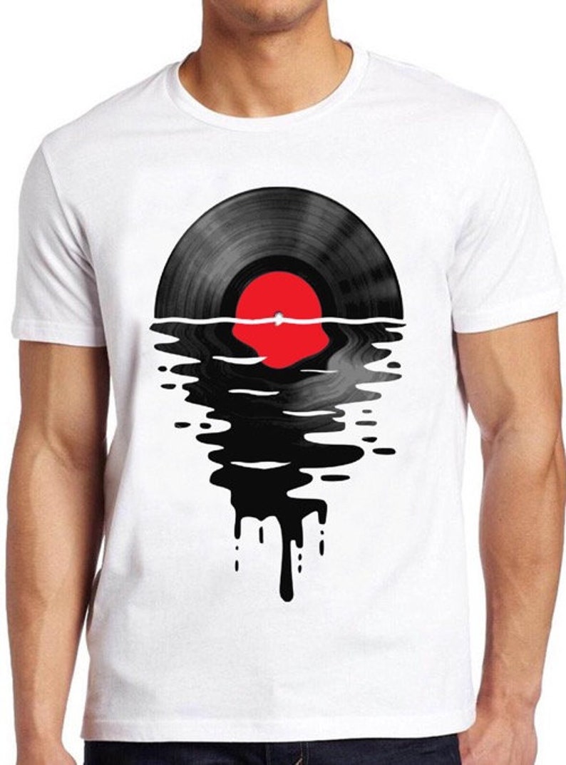 Melting Vinly T Shirt Dripping Cool Record DJ Music Vintage Gift Tee 84 