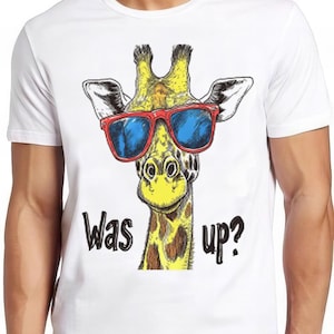 Maglietta con meme di animali divertenti e carini, motivo giraffa, regalo per giocatori, film cult, musica 2467